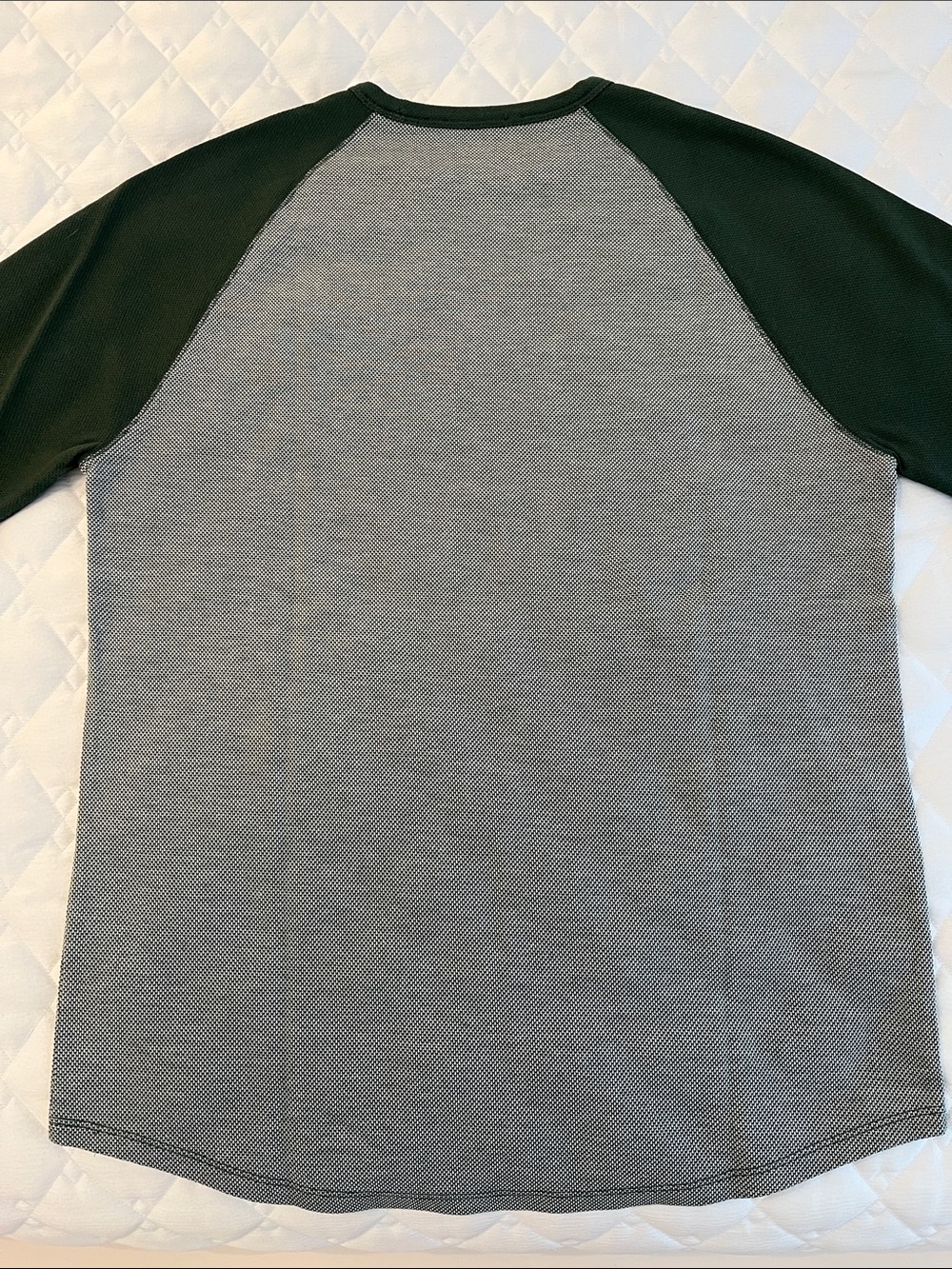 Men's Raglan Long Sleeve Shirt - Forest Green & Beige - Picture 2 of 3